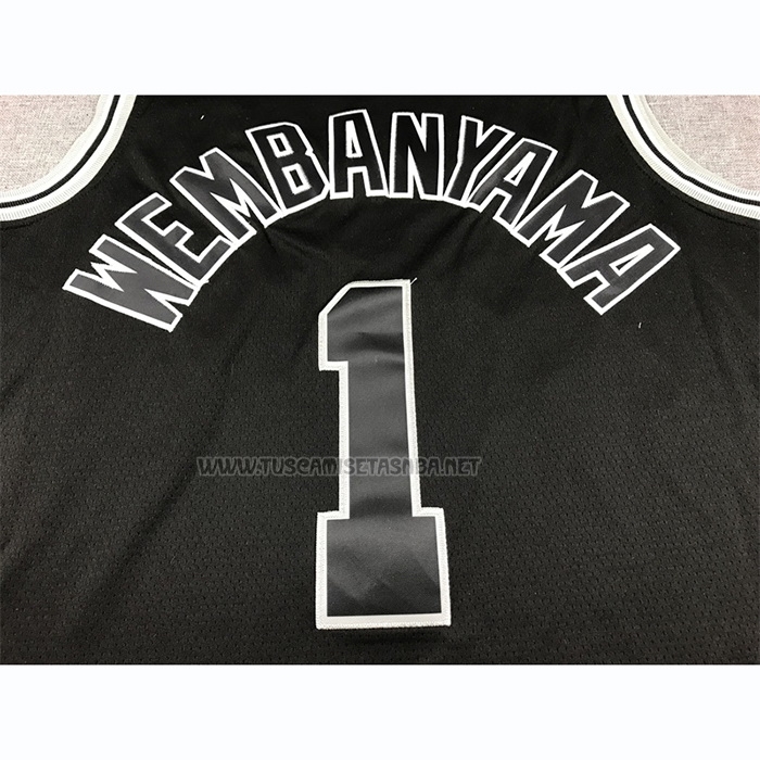 Camiseta Victor Wembanyama NO 1 San Antonio Spurs Classic 2022-23 Negro